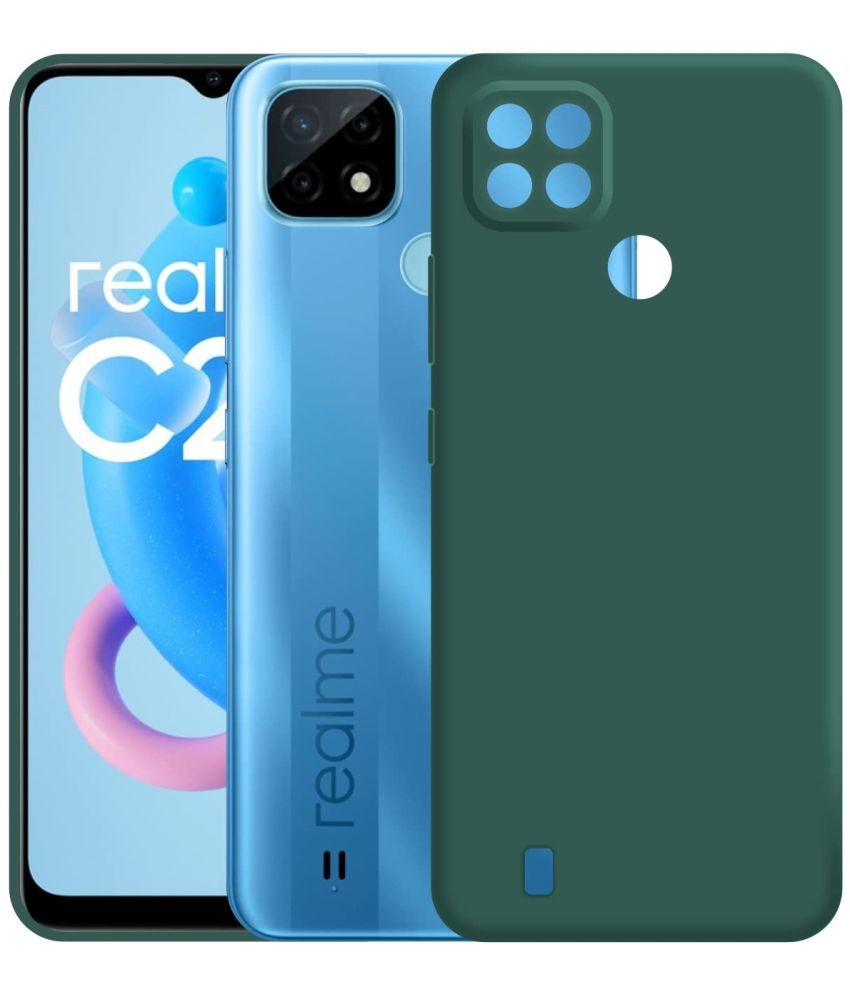     			Case Vault Covers - Green Silicon Plain Cases Compatible For Realme C21 ( Pack of 1 )