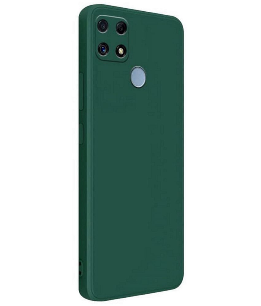     			Case Vault Covers - Green Silicon Plain Cases Compatible For Realme C25 ( Pack of 1 )