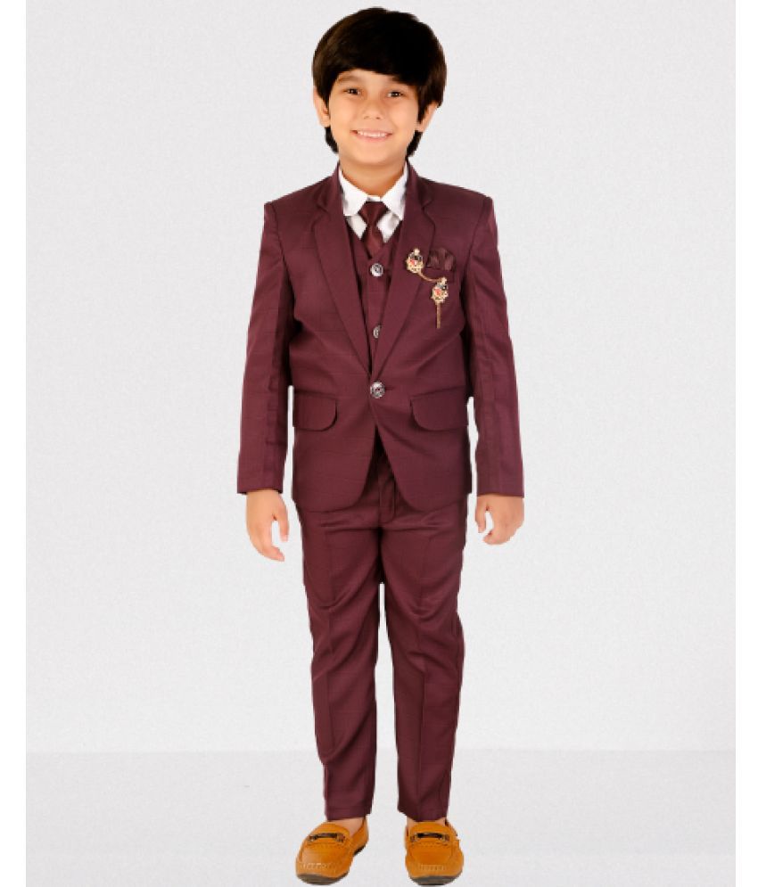    			DKGF Fashion - Maroon Polyester Boys Suit ( Pack of 1 )