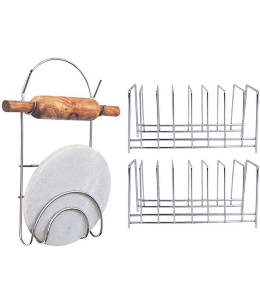     			JISUN - Silver Stainless Steel Dish Racks ( Pack of 3 )