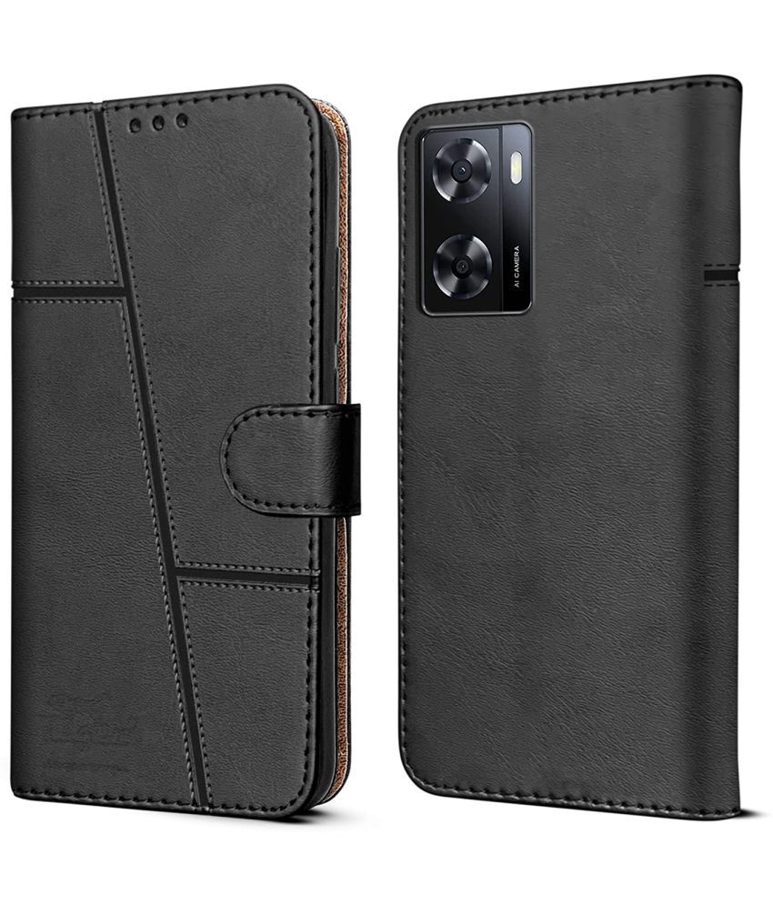     			NBOX - Black Artificial Leather Flip Cover Compatible For Oppo A57 ( Pack of 1 )