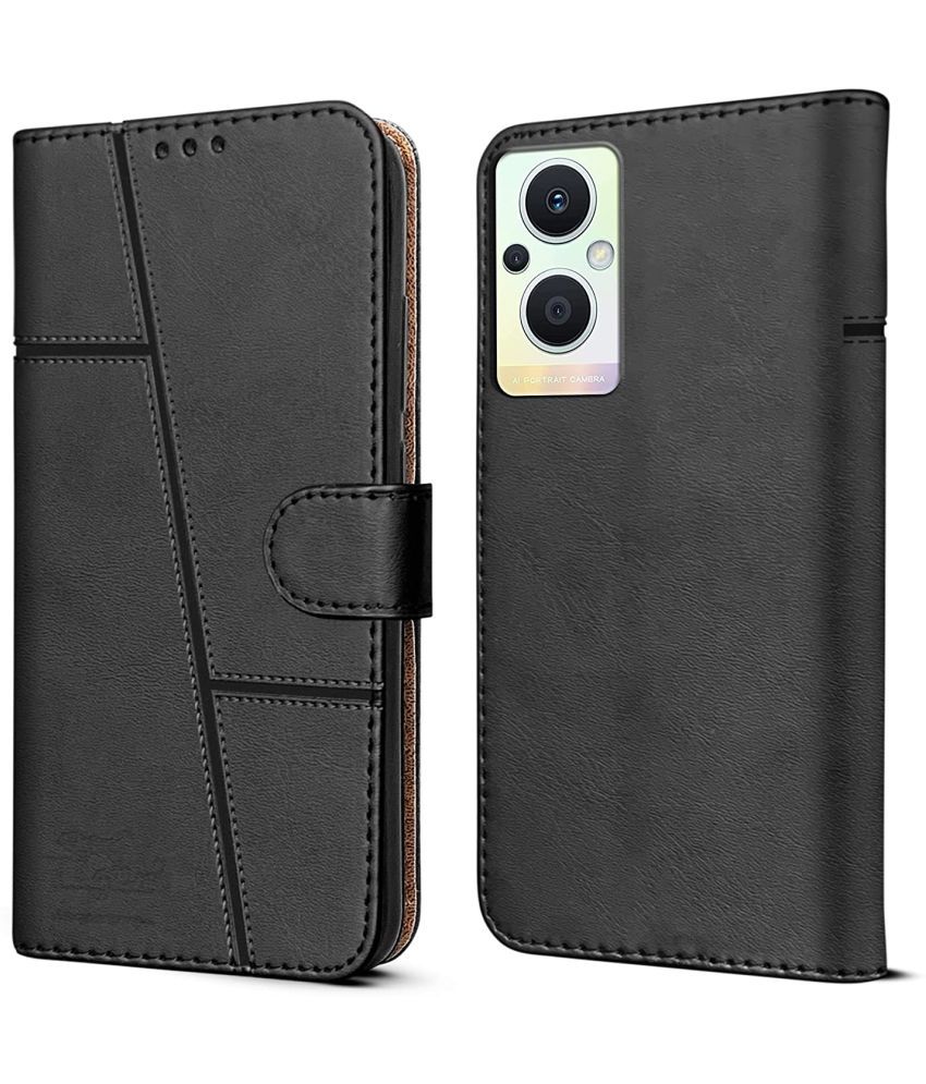     			NBOX - Black Artificial Leather Flip Cover Compatible For Oppo F21 Pro 5G ( Pack of 1 )