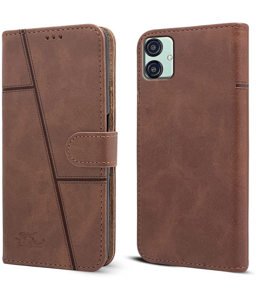     			NBOX - Brown Artificial Leather Flip Cover Compatible For Samsung Galaxy M04 ( Pack of 1 )