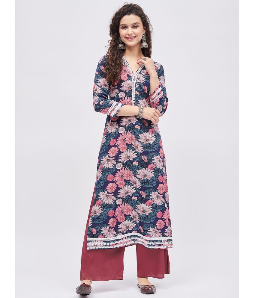     			Tissu - Blue Straight Rayon Women's Stitched Salwar Suit ( Pack of 1 )