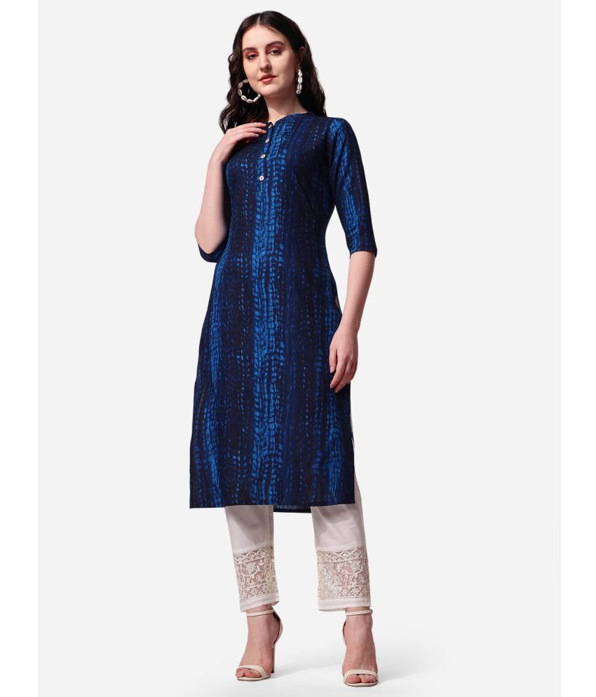     			Berrylicious - Navy Blue Rayon Women's Straight Kurti ( Pack of 1 )