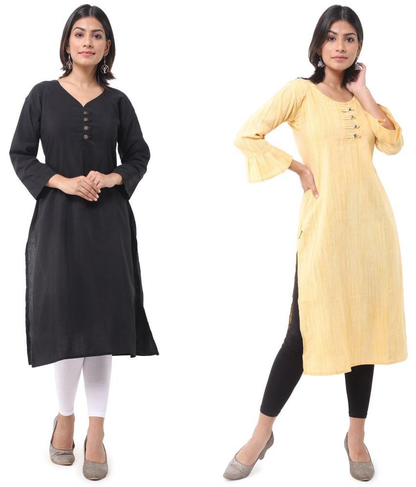     			DESHBANDHU DBK - Multicolor Cotton Women's Straight Kurti ( Pack of 2 )