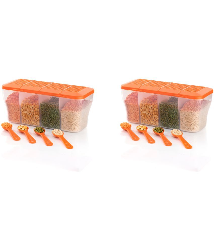     			OFFYX - Grocery Container Plastic Orange Dal Container ( Set of 2 )