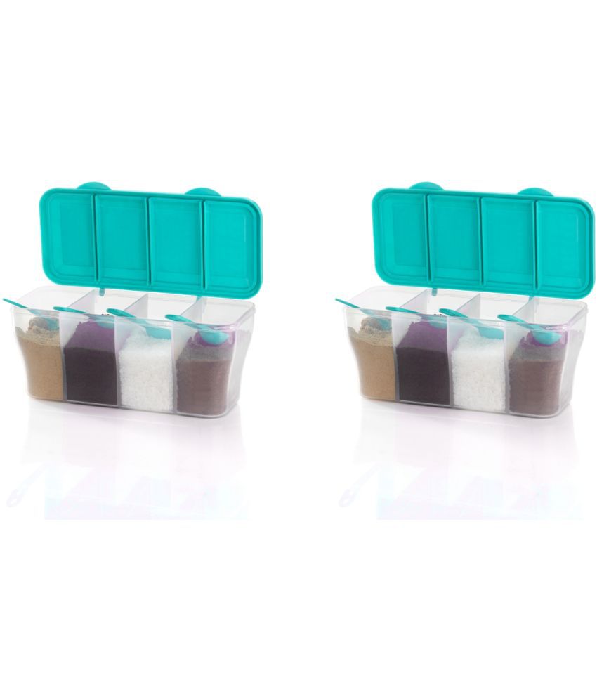     			OFFYX - Tea Container Plastic Aqua Green Spice Container ( Set of 2 )
