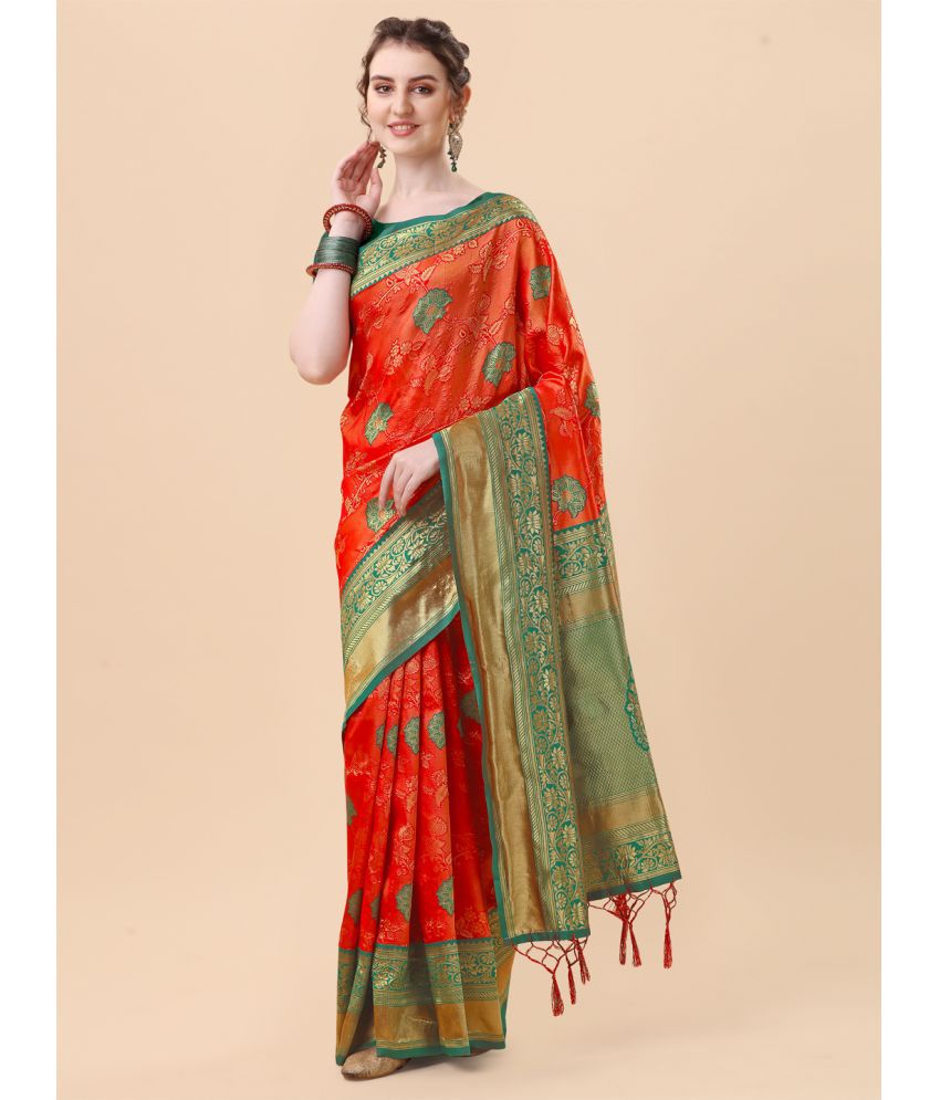     			Rekha Maniyar Fashions - Red Banarasi Silk Saree With Blouse Piece ( Pack of 1 )