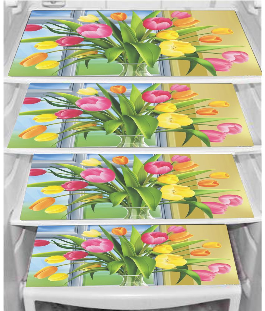     			HOMETALES PVC Floral Printed Mats ( 29 x 44 ) Pack of 4 - Multicolor