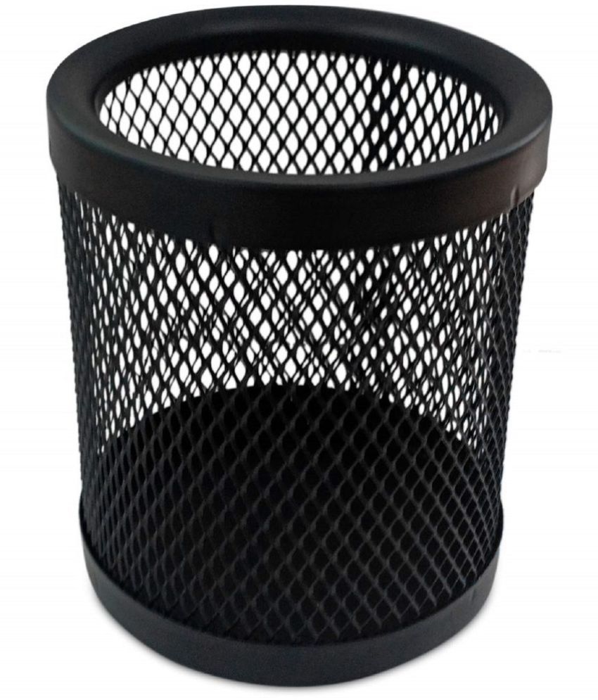     			JELLIFY 1 Compartments Metal Single Round Mesh Metal Pen Pencil Holder Table Desk Organizer for Office,Home  (Black)