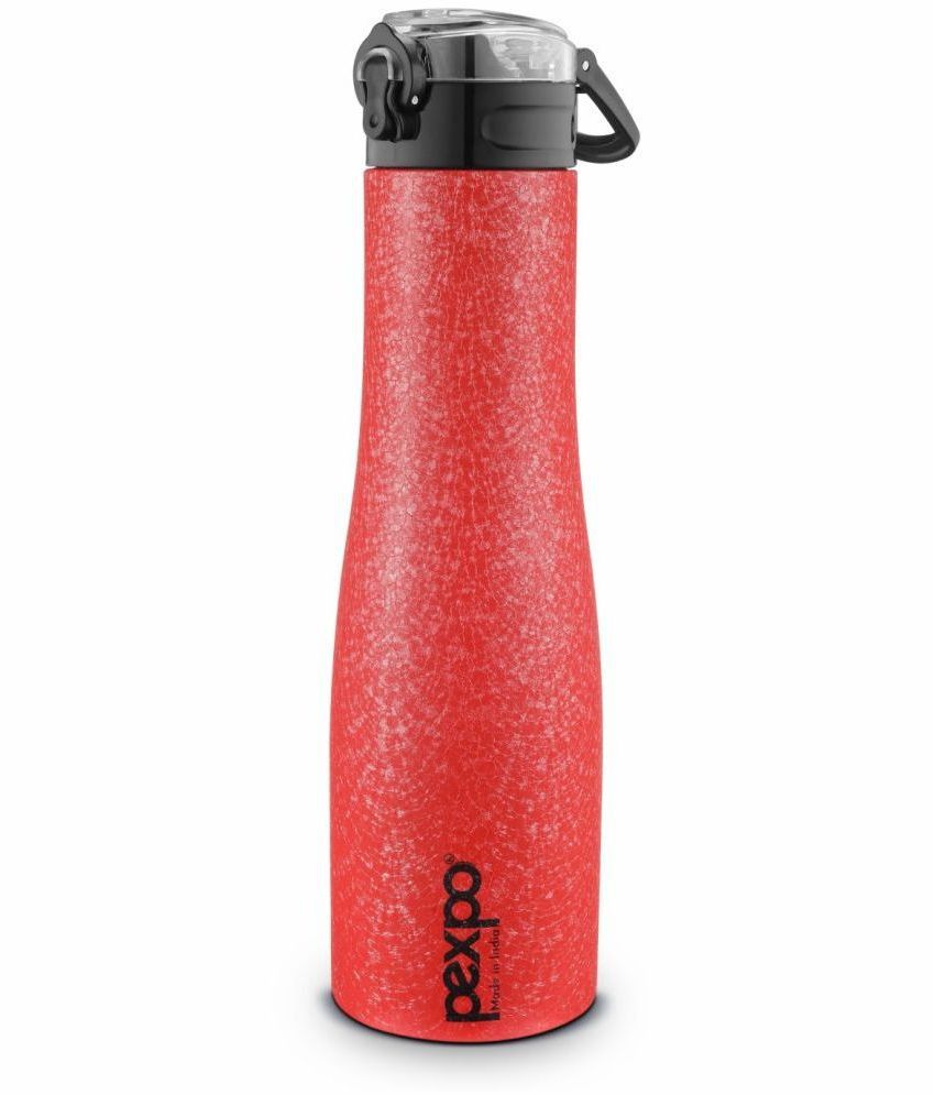     			PEXPO 1000 ml Stainless Steel Sports Water Bottle, Push Button Cap (Set of 1, Red, Monaco)
