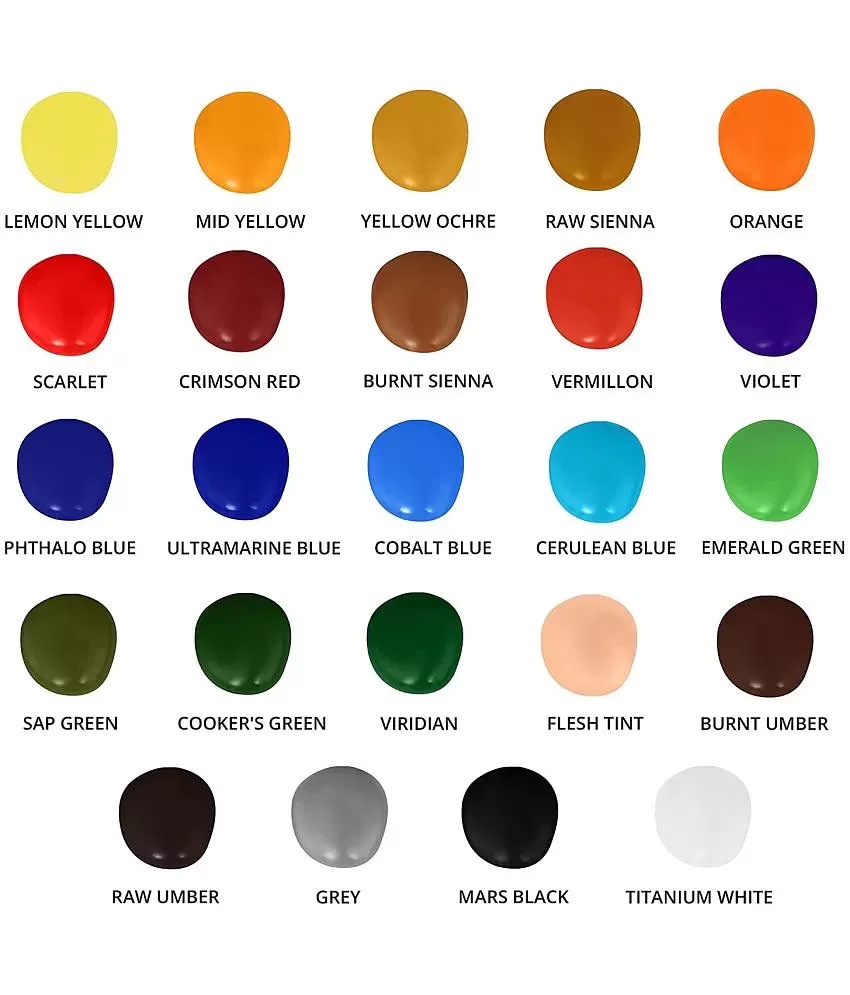 KITI KITS 24 Color Acrylic Paint Tubes Set With Non-Toxic