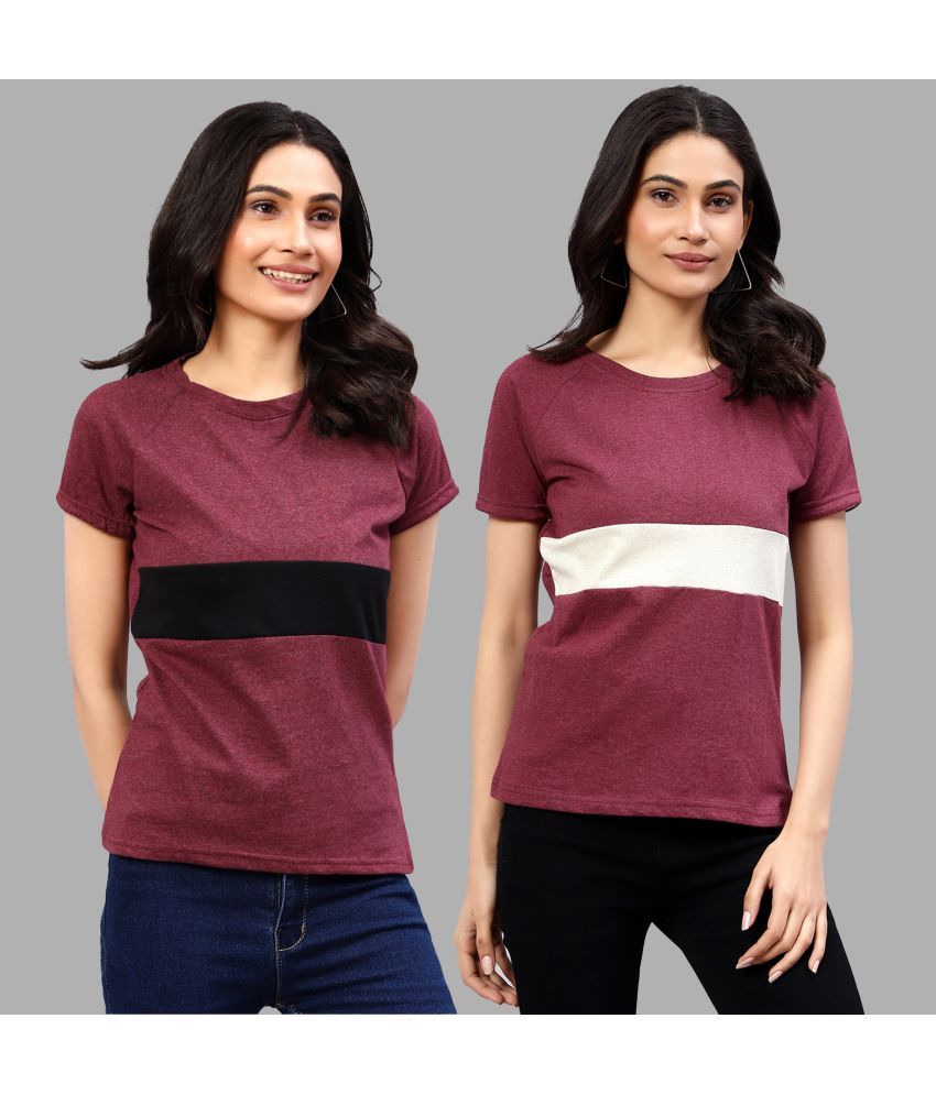     			Diaz - Multicolor Cotton Blend Regular Fit Women's T-Shirt ( Pack of 2 )