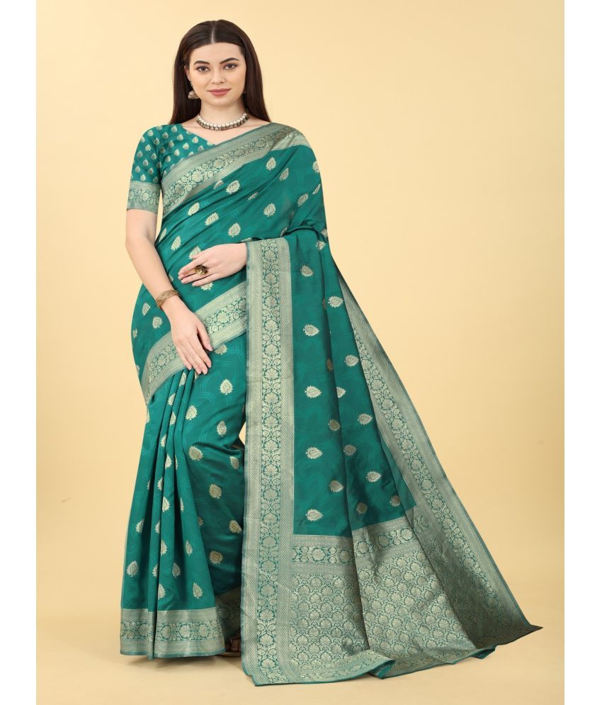     			NENCY FASHION - RAMA Banarasi Silk Saree With Blouse Piece ( Pack of 1 )