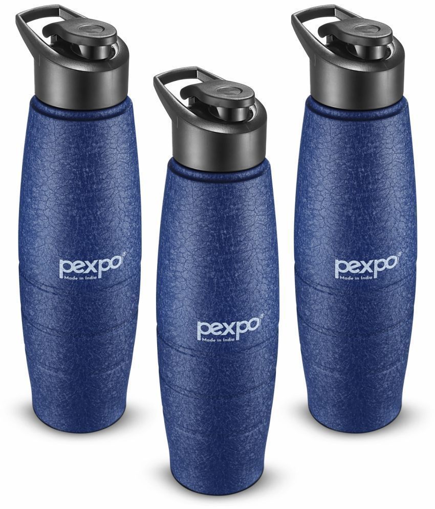     			PEXPO 1000 ml Stainless Steel Sports Water Bottle (Set of 3, Blue, Duro)