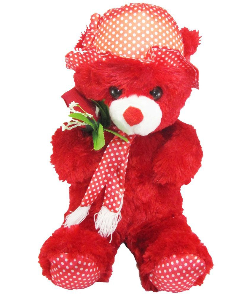     			Tickles Red Cap Teddy with Rose Stuffed Soft Plush Toy Kids Birthday 45 cm