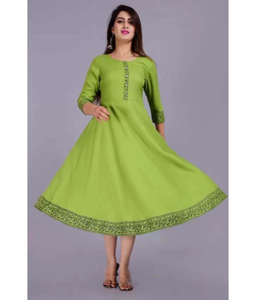     			Aurelisa - Mint Green Rayon Women's Flared Kurti ( Pack of 1 )