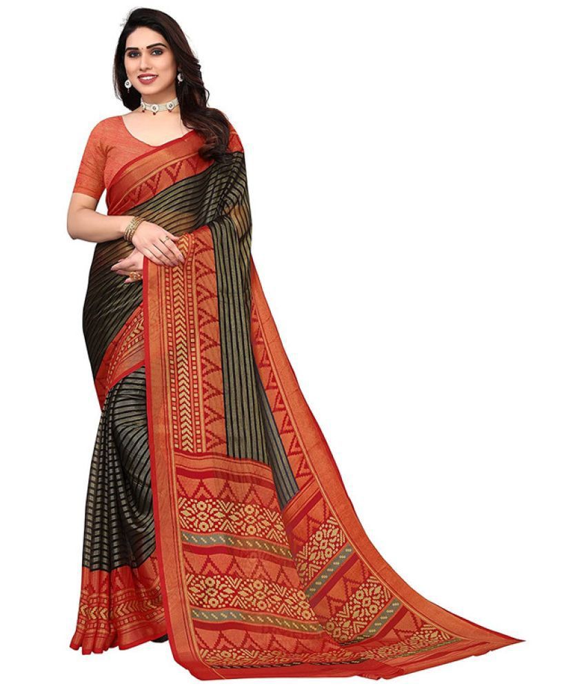     			Sitanjali - Black Brasso Saree With Blouse Piece ( Pack of 1 )