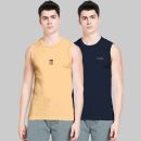 TAB91 Pack of 2 Cotton Blend Regular Fit Men's T-Shirt ( Beige )