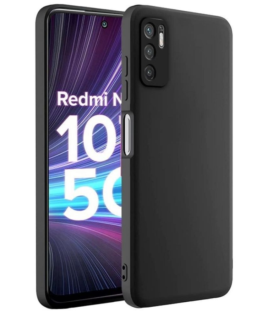     			Case Vault Covers - Black Silicon Plain Cases Compatible For Redmi Note 10T 5G ( Pack of 1 )