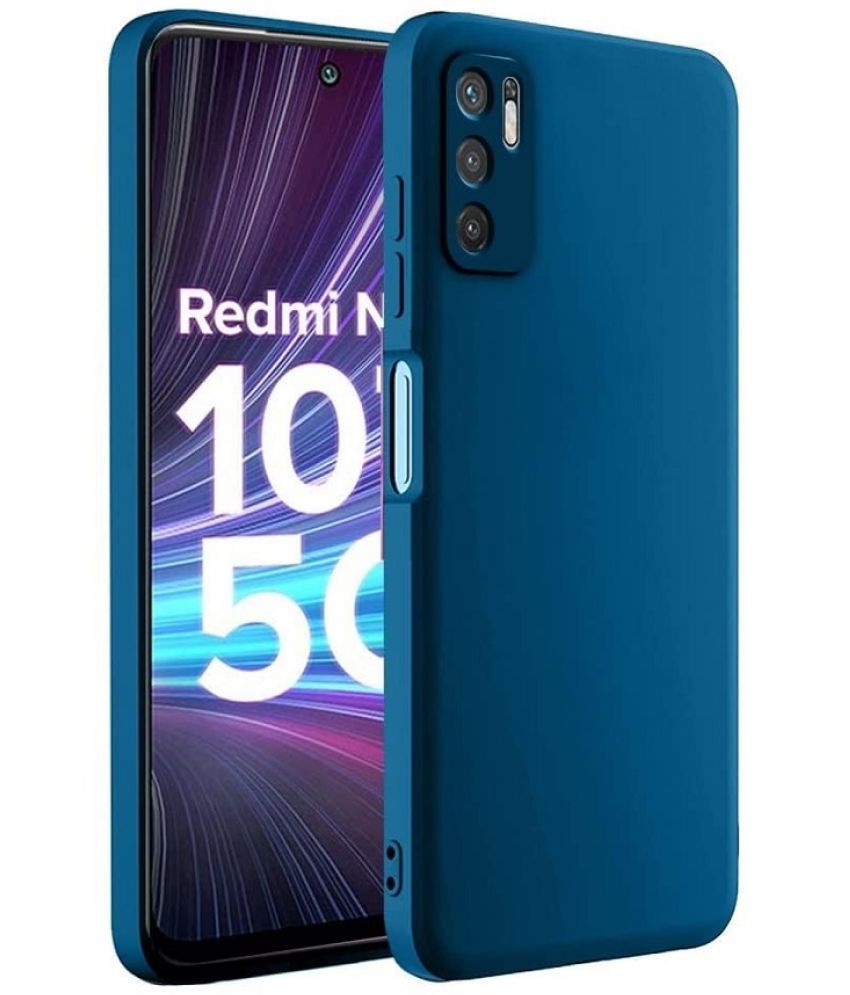    			Case Vault Covers - Blue Silicon Plain Cases Compatible For Redmi Note 10T 5G ( Pack of 1 )