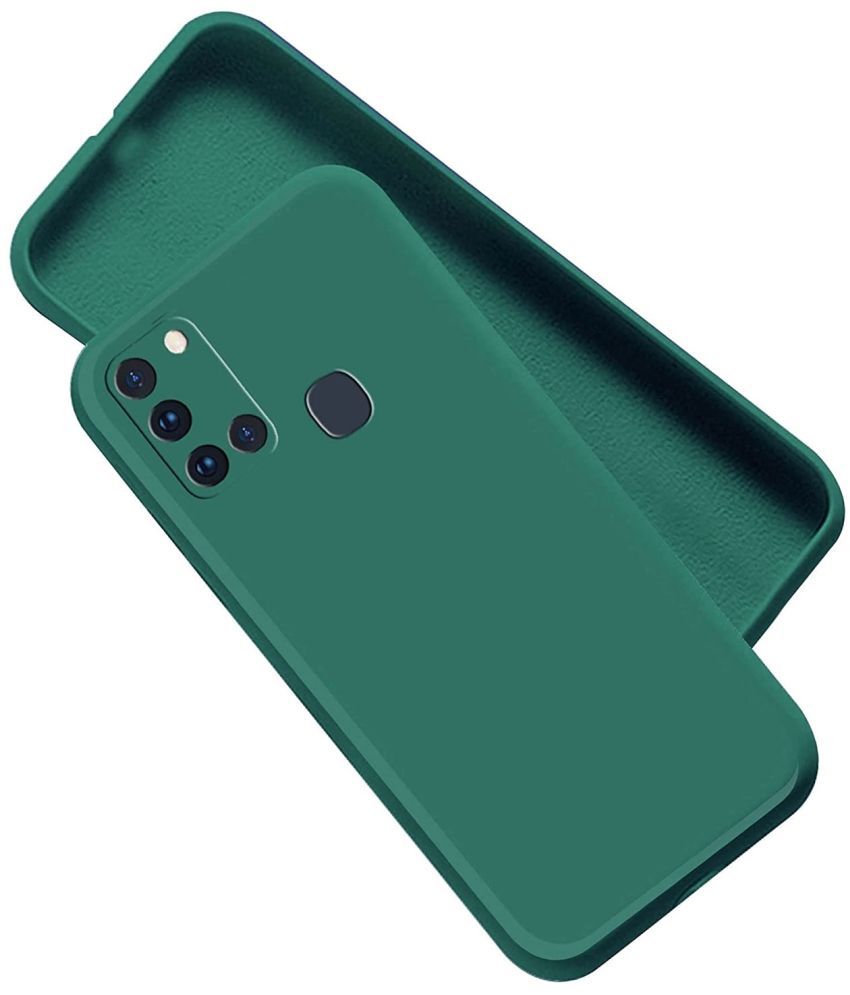     			Case Vault Covers - Green Silicon Plain Cases Compatible For Samsung Galaxy A21S ( Pack of 1 )