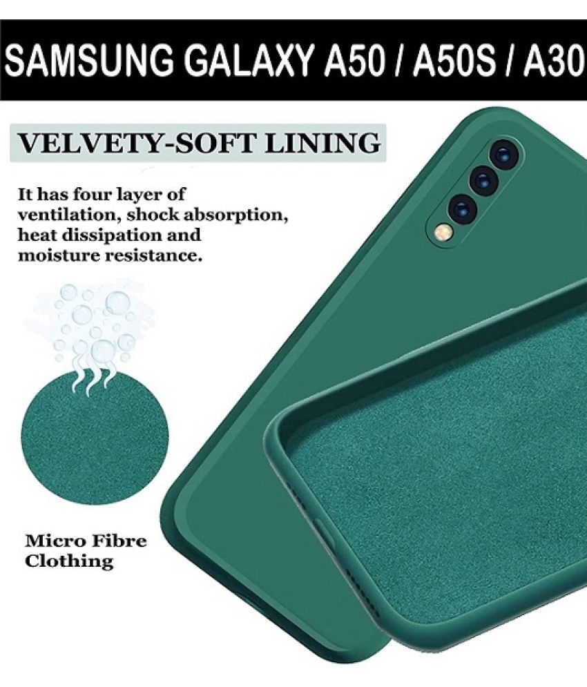 Case Vault Covers - Green Silicon Plain Cases Compatible For Samsung Galaxy A30s ( Pack of 1 ) - Image 2