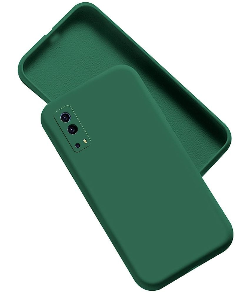     			Case Vault Covers - Green Silicon Plain Cases Compatible For iQOO Z3 ( Pack of 1 )