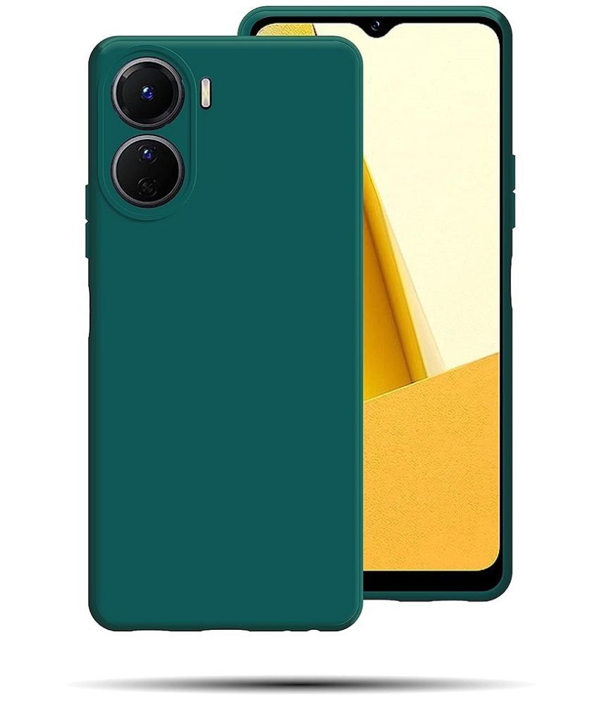     			Case Vault Covers - Green Silicon Plain Cases Compatible For Vivo Y16 ( Pack of 1 )
