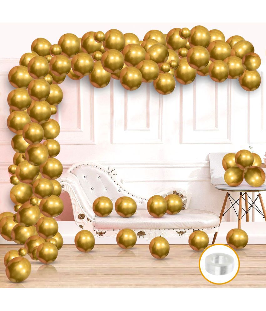     			Zyozi  51 Mettalic Balloon Garland Arch Kit 10 inch Party Balloons for Boys Girls Birthday, Baby Shower Wedding Anniversary Festivals Party Decorations (Gold)