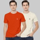 TAB91 Pack of 2 Cotton Blend Slim Fit Men's T-Shirt ( Beige )