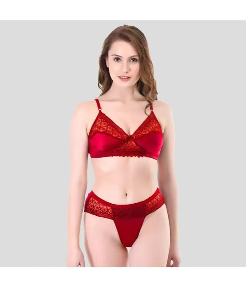 Buy online Maroon Lace Detail Bra And Panty Set from lingerie for Women by  Tcg for ₹299 at 50% off