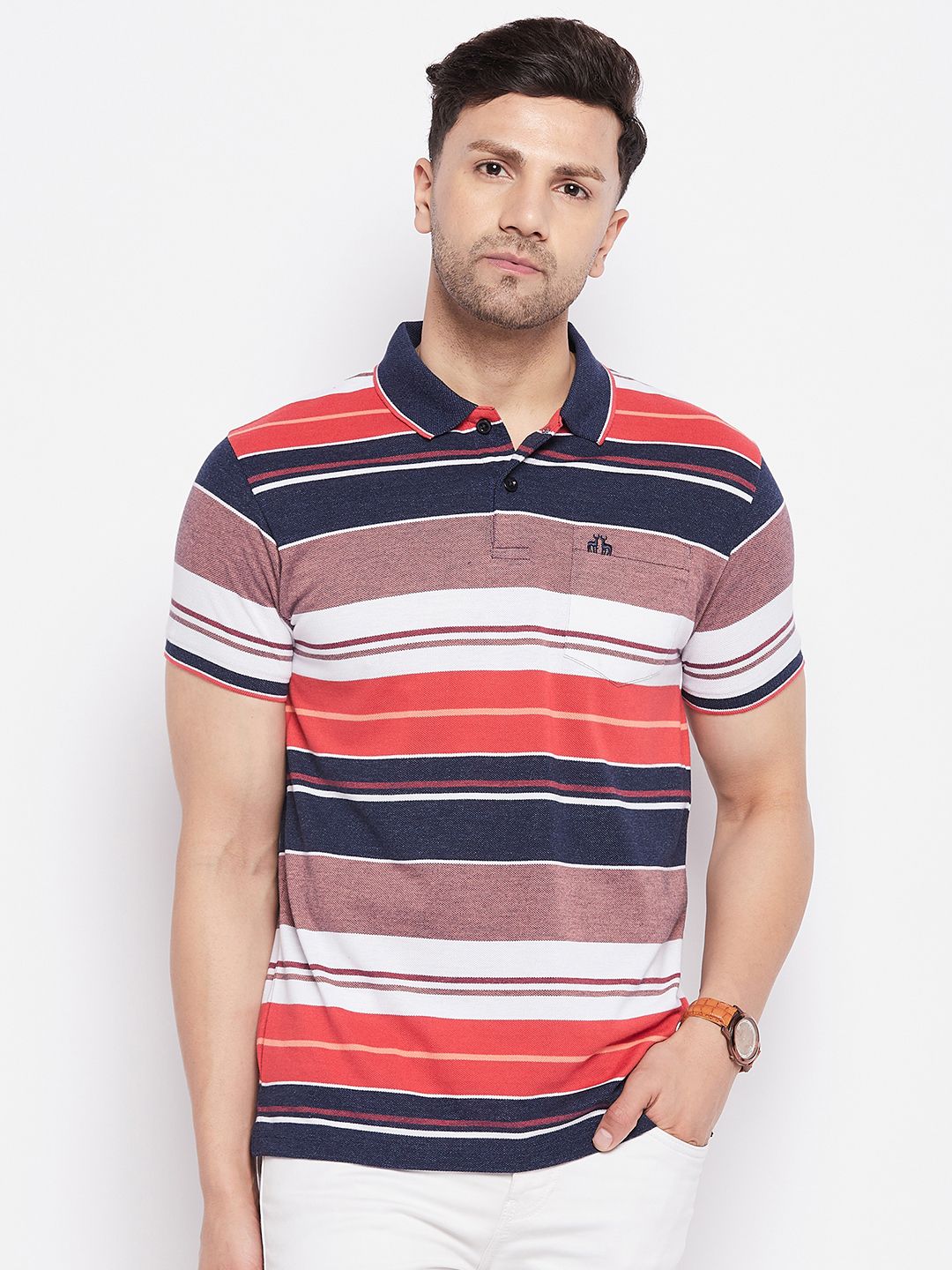     			98 Degree North - Multicolor Cotton Blend Regular Fit Men's Polo T Shirt ( Pack of 1 )