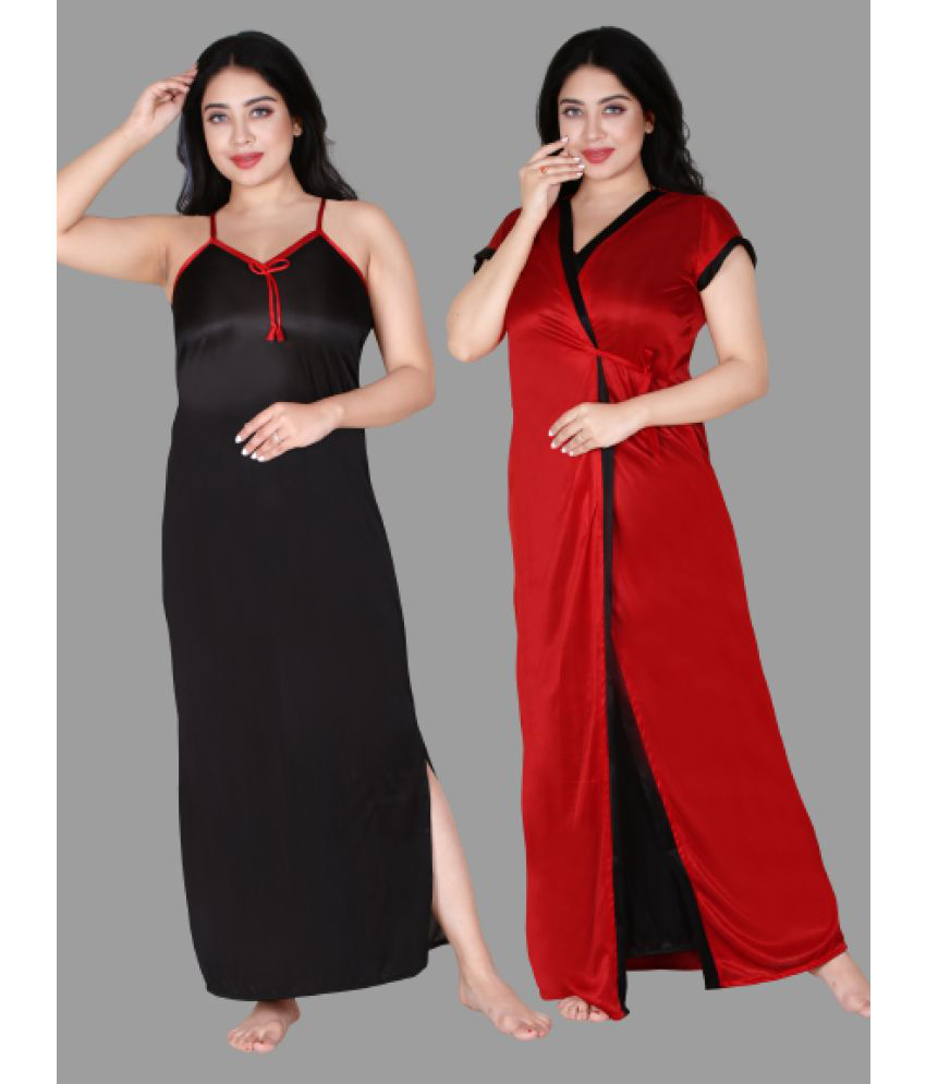     			BAILEY SELLS - Red Satin Women's Nightwear Nighty & Night Gowns ( Pack of 2 )