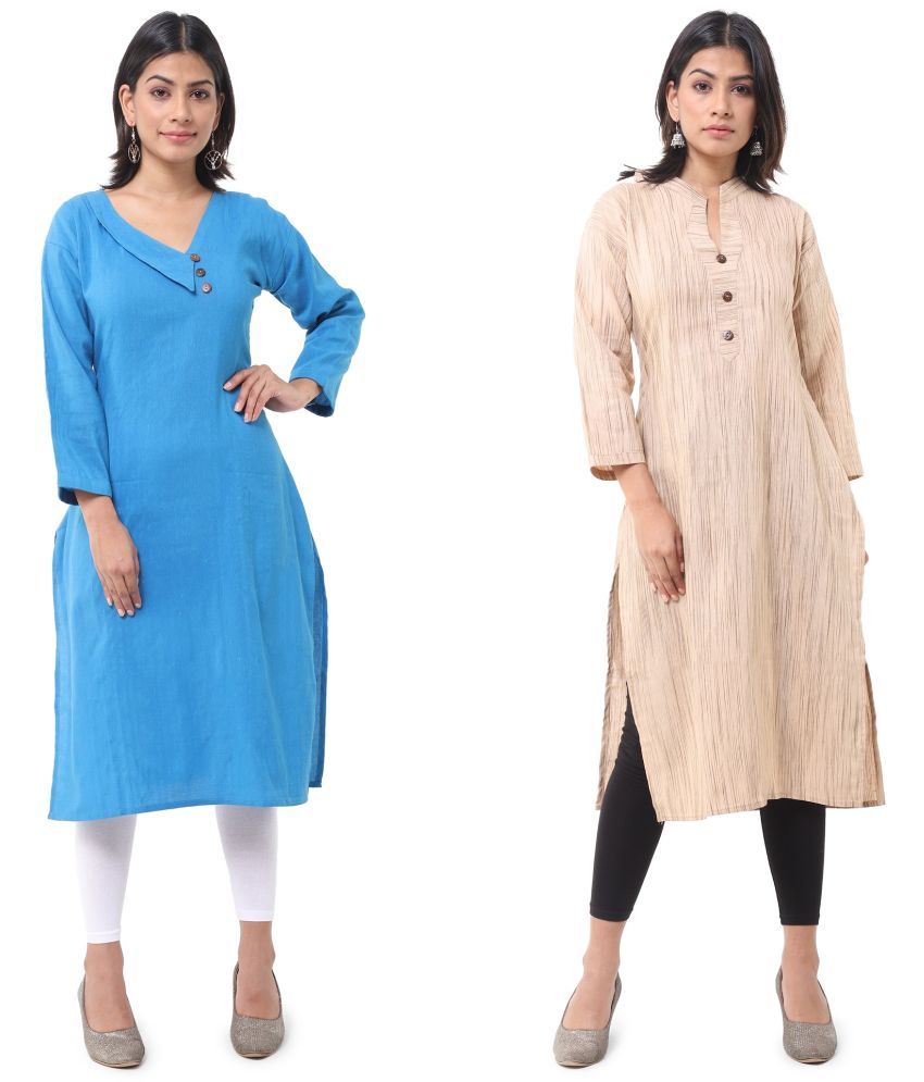     			DESHBANDHU DBK - Multicolor Cotton Women's Straight Kurti ( Pack of 2 )