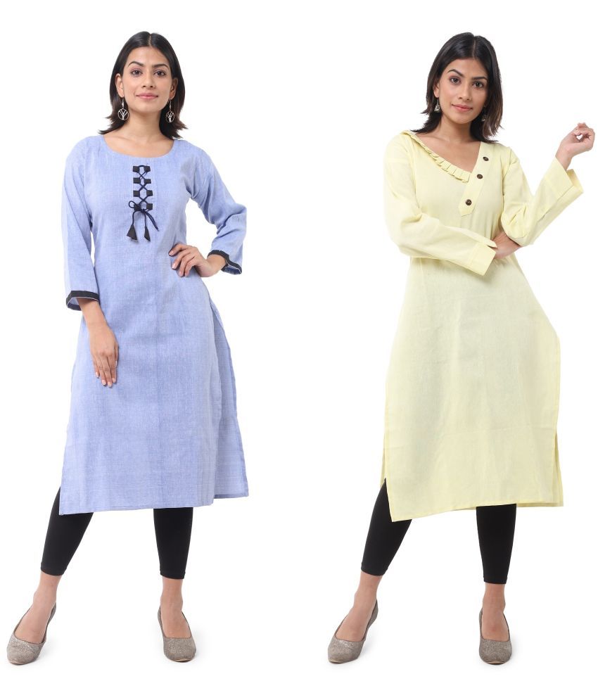     			DESHBANDHU DBK - Multicolor Cotton Women's Straight Kurti ( Pack of 2 )