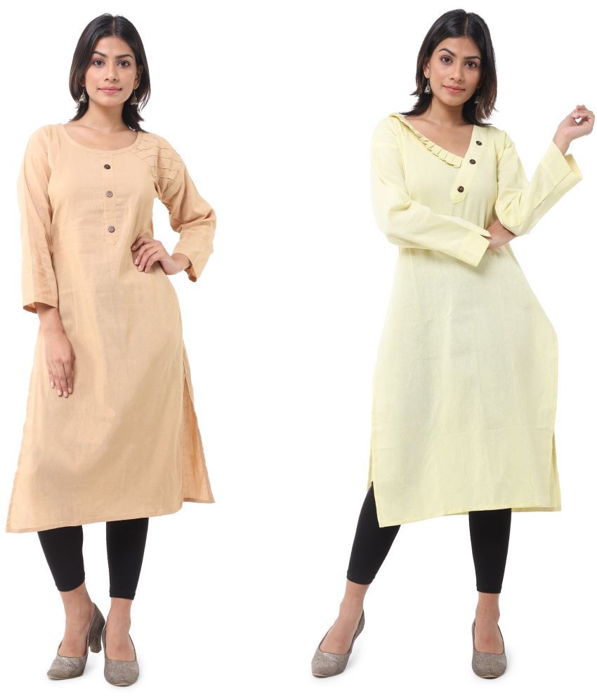     			DESHBANDHU DBK - Multicolor Cotton Women's Straight Kurti ( Pack of 2 )