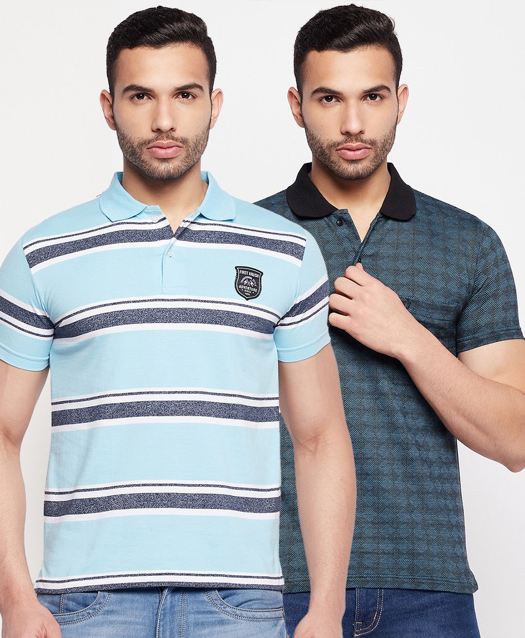     			First Krush Pack of 2 Cotton Regular Fit Striped Half Sleeves Men's Polo T Shirt ( Multicolor )