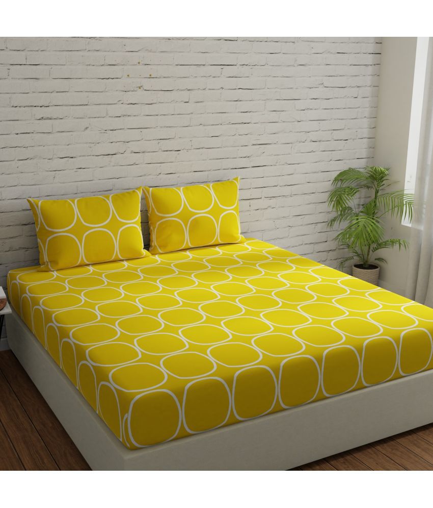     			Huesland - Mustard Cotton Single Bedsheet with 1 Pillow Cover