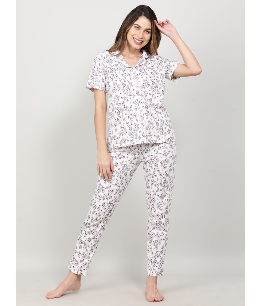     			Mackly - Off White Cotton Women's Nightwear Nightsuit Sets ( Pack of 1 )