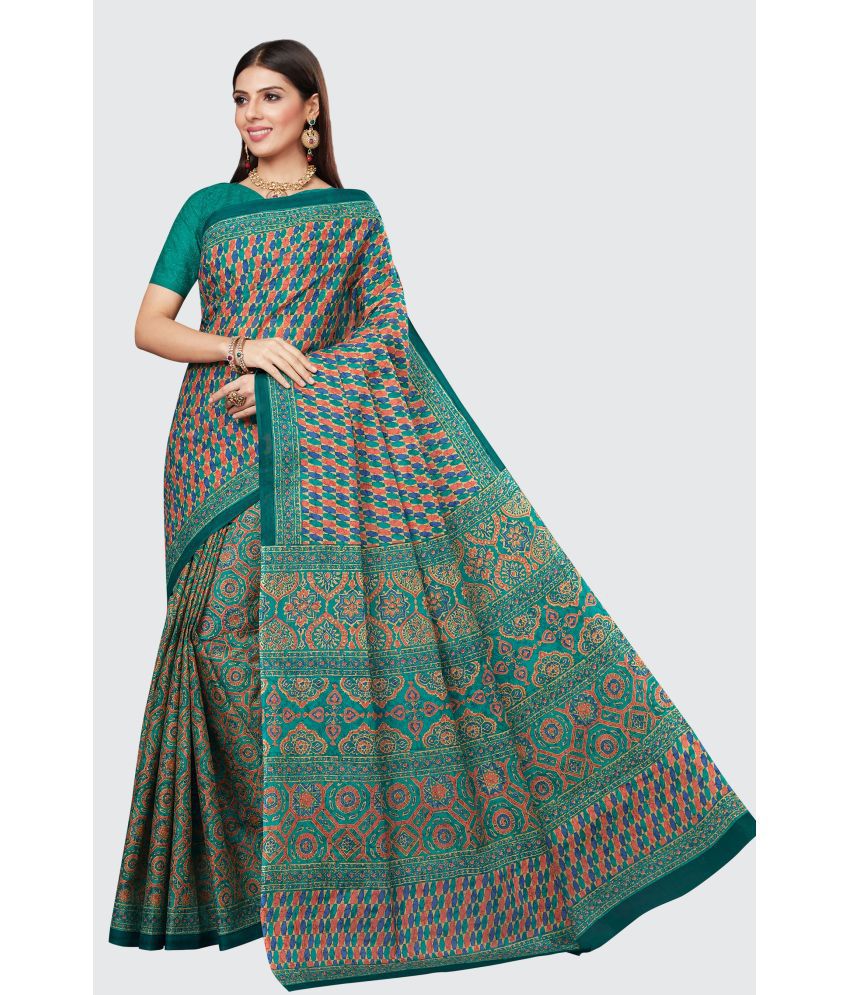     			SHANVIKA - Green Cotton Saree With Blouse Piece ( Pack of 1 )