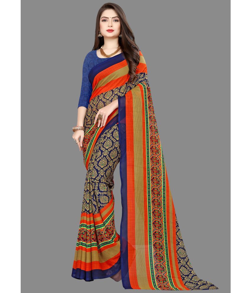     			ANAND SAREES - Blue Georgette Saree With Blouse Piece ( Pack of 1 )