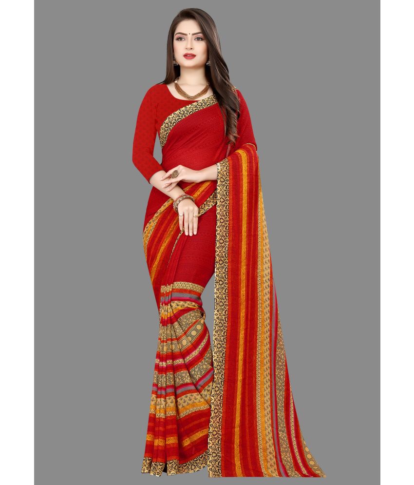     			ANAND SAREES - Red Georgette Saree With Blouse Piece ( Pack of 1 )