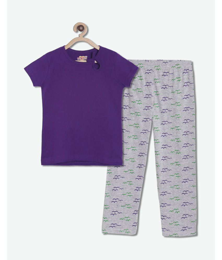     			Sini Mini - Purple Cotton Girls Top With Pants ( Pack of 1 )