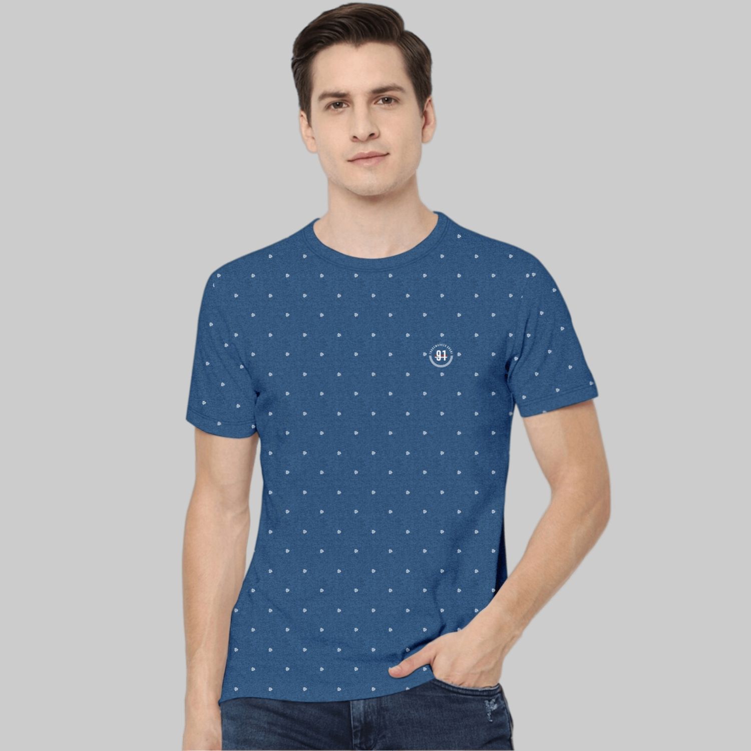     			TAB91 - Blue Cotton Blend Slim Fit Men's T-Shirt ( Pack of 1 )