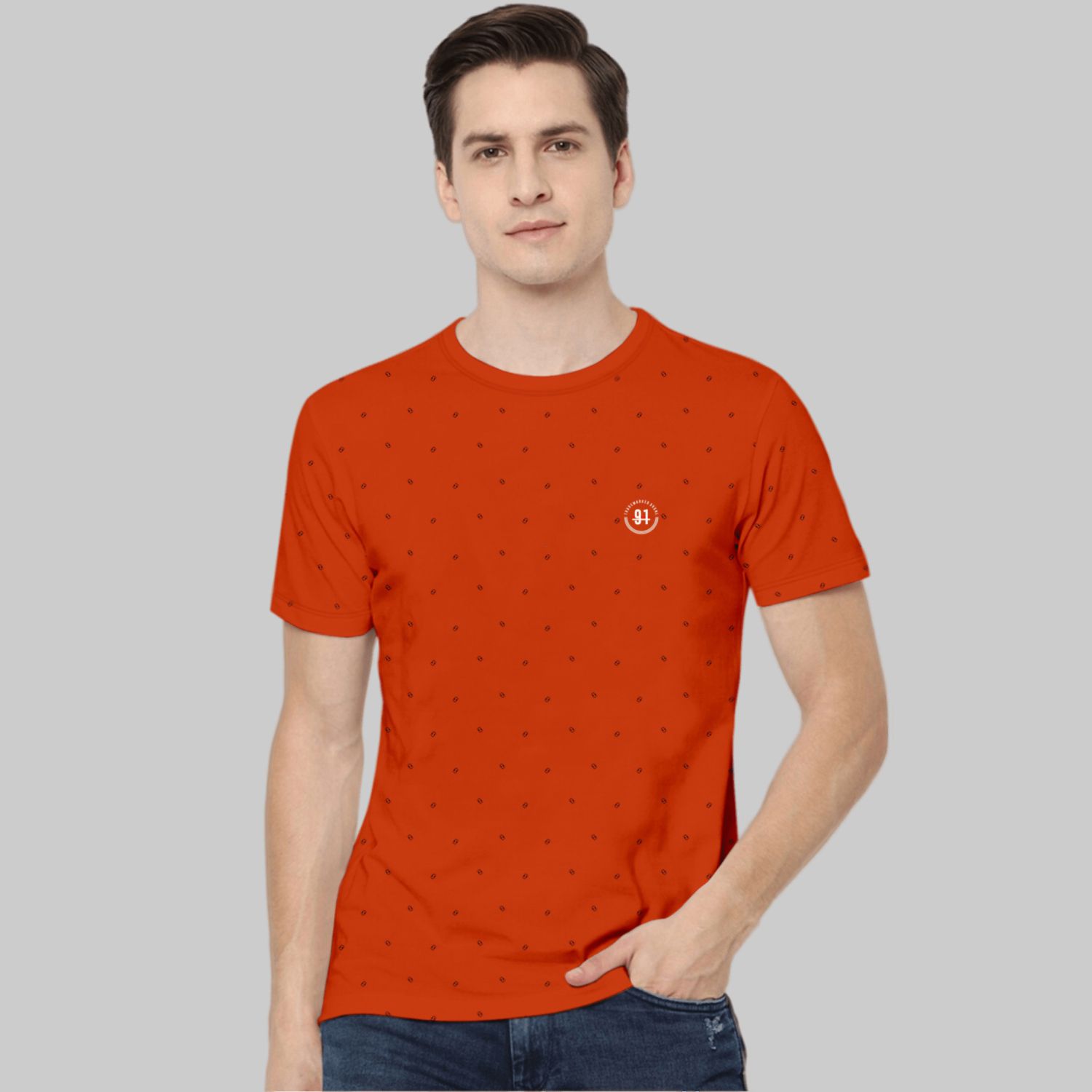     			TAB91 - Rust Cotton Blend Slim Fit Men's T-Shirt ( Pack of 1 )