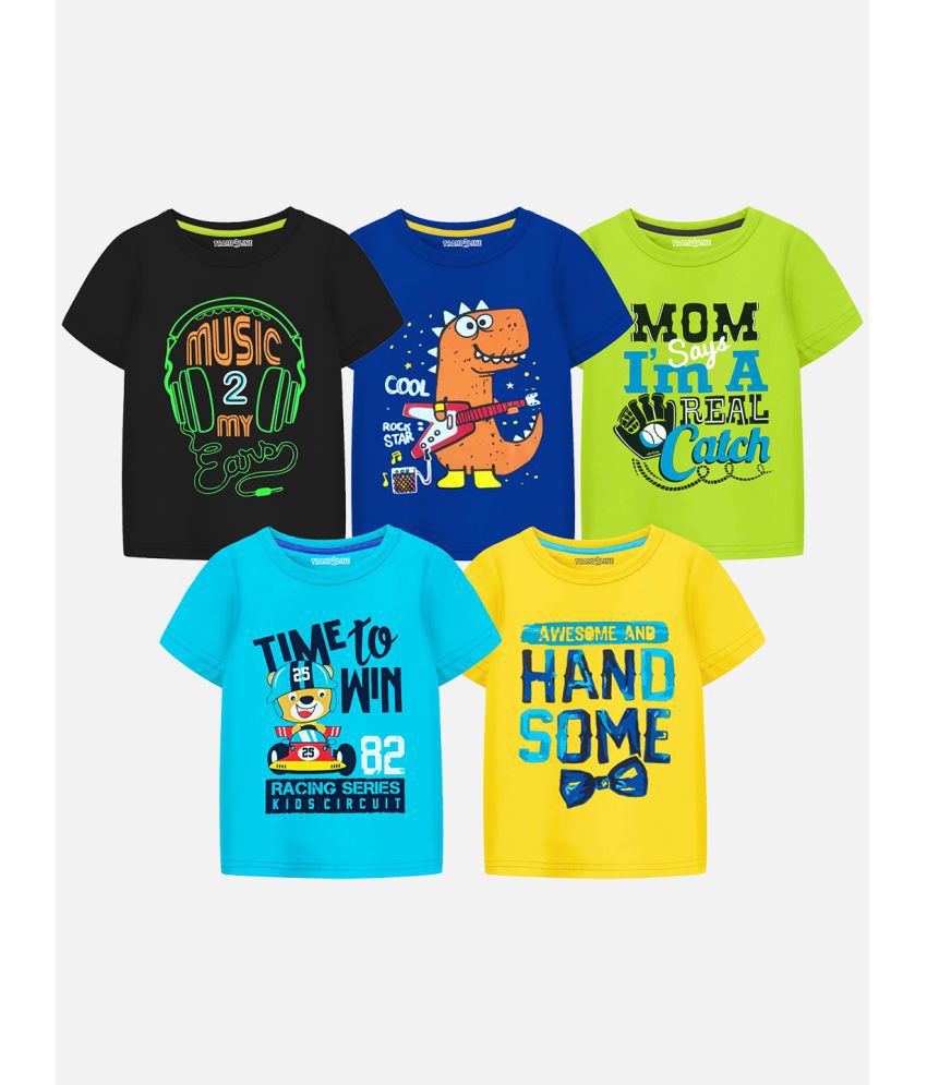     			Trampoline - Multi Color Cotton Blend Boy's T-Shirt ( Pack of 5 )