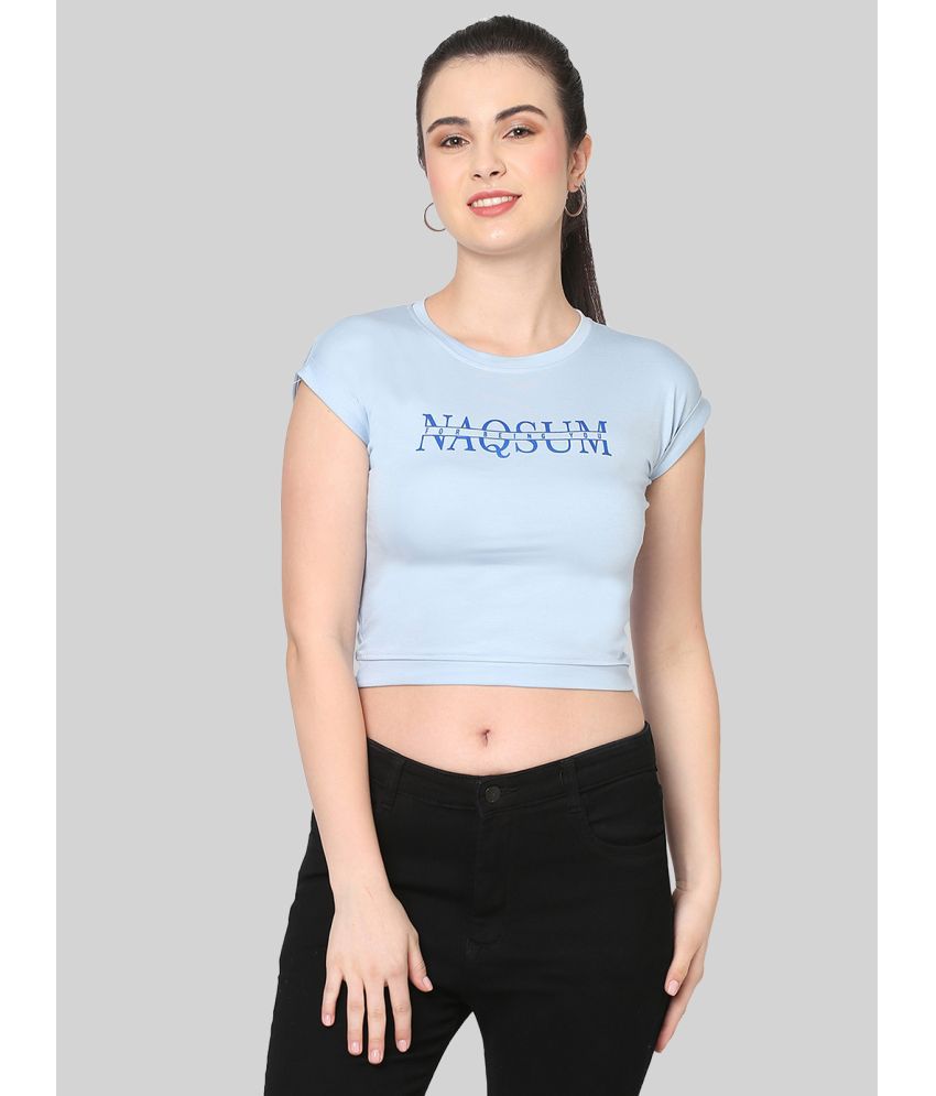     			naqsum - Light Blue Cotton Blend Slim Fit Women's T-Shirt ( Pack of 1 )