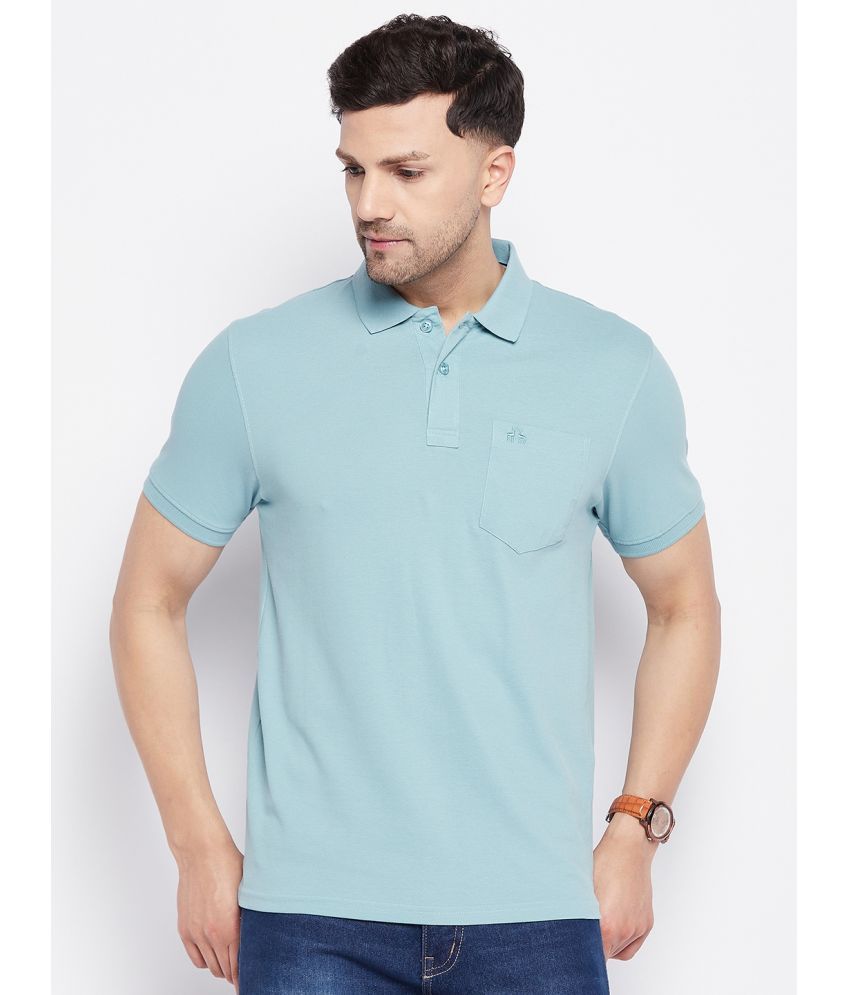     			98 Degree North - Light Blue Cotton Blend Regular Fit Men's Polo T Shirt ( Pack of 1 )